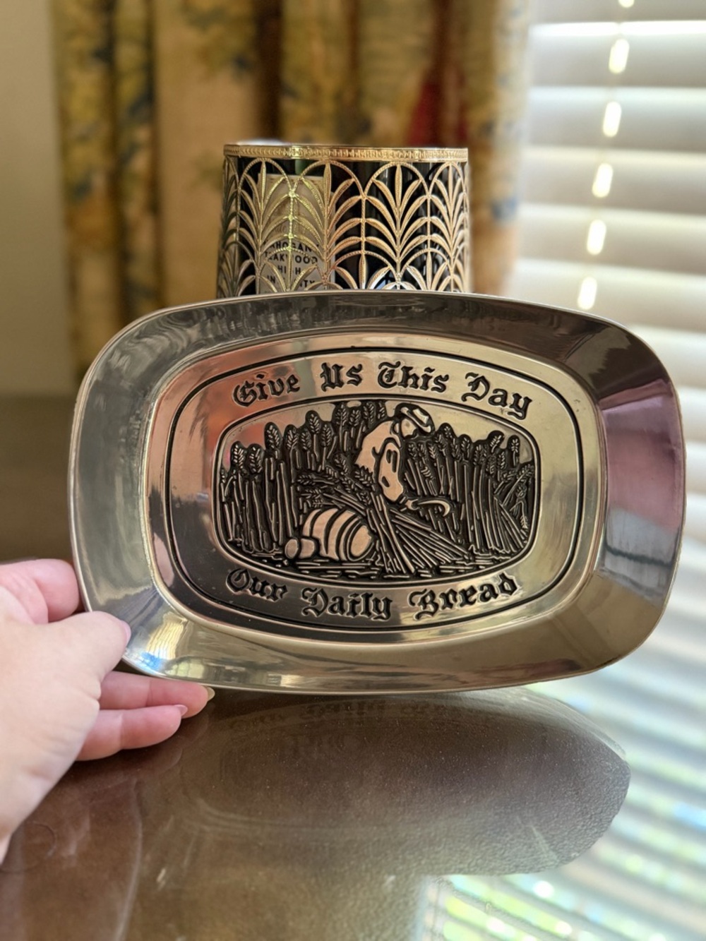Wilson Armetale Give Us This Day Our Daily Bread Decorative Metal Tray